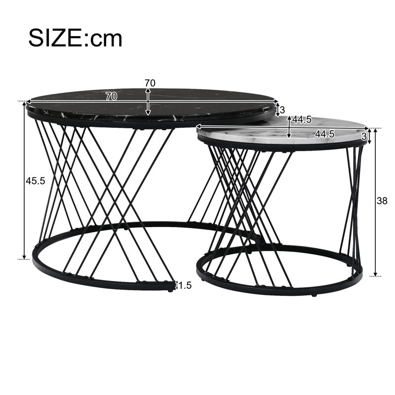 Karolinka Frame Coffee Table with Storage, Black/White