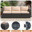 Canapé 3 places en résine tressée PE pour terrasse, résistant aux intempéries, avec coussins imperméables et pieds réglables, mobilier spacieux pour jardin, véranda, terrasse, beige-133353001