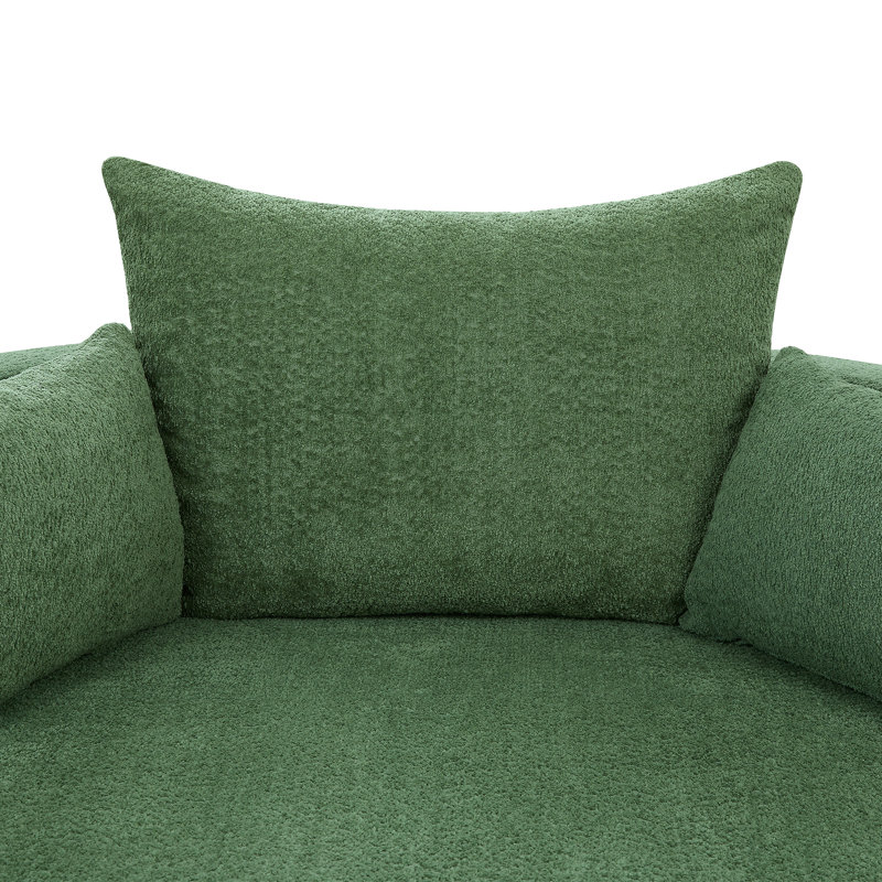 Fauteuil d'appoint pivotant en chenille 360 ° avec coussins amovibles, Chenille verte