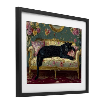 «Opulent Interior Panther», reproduction sous verre encadrée, design par Annabelle Hall