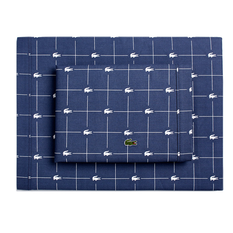 Chantaco Lacoste Percale Slice Geometric 100% Cotton Sheet Set, Blue, King