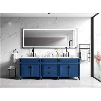 LED Bathroom Mirror With Aluminum Frame, Anti-Fog, Memory, 3 Colors, Stepless Dimmable, Wall Mounted Vanity Mirror