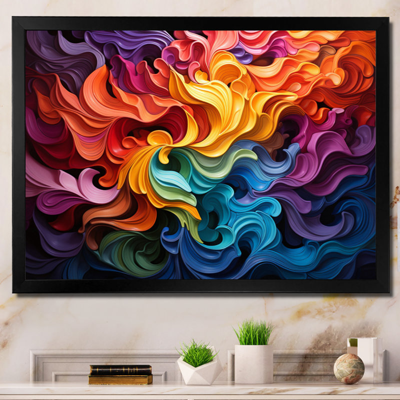 Opt Art Vibrant Illusions II - art mural encadré Op Art, H 30 po x l 40 po, Cadre photo unique, Noir
