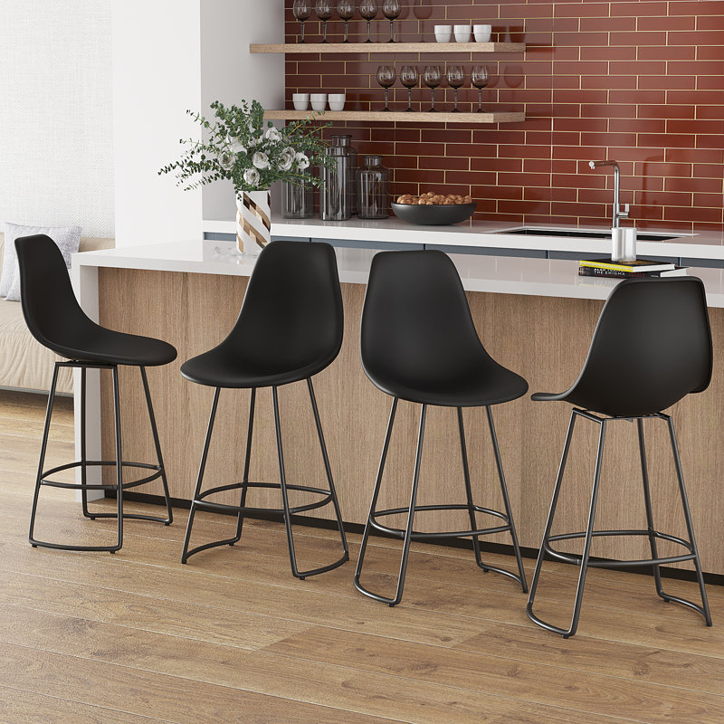Tabouret de bar et de comptoir Audreigh, Tabouret de comptoir (siège d'une hauteur de 24 p, Noir, noir, noir, noir