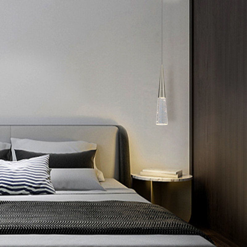 Luminaire suspendu simple à 1 lumière DEL, Nickel brossé