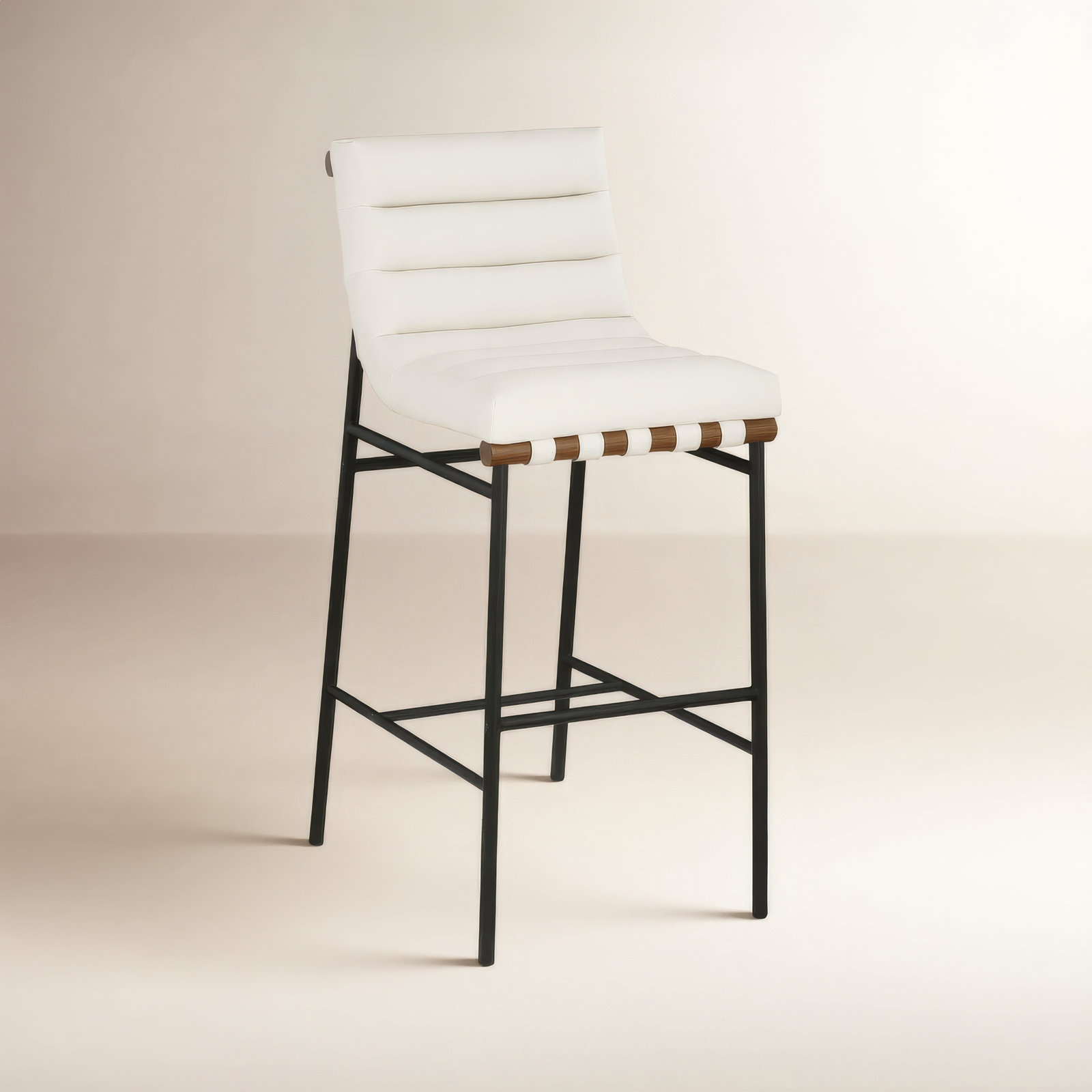 " Bar Stool, Soft Cream Faux Leather, Bar Stool (29.9" Seat Height)
