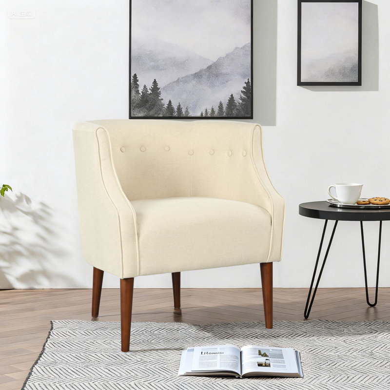 Fauteuil demi-tonneau rembourré Comfy, Beige