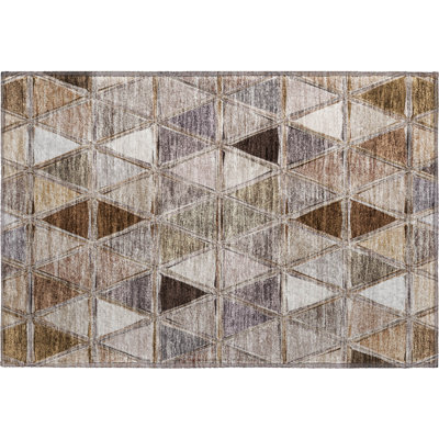 Premium Machine Washable Prisco Brown Rug