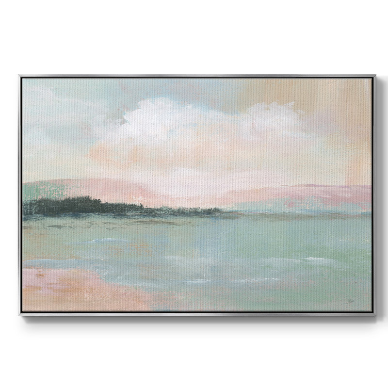 Toile tendue avec châssis Distant Shore, Encadrement argenté, H 17 po x l 25 po x P 2 po