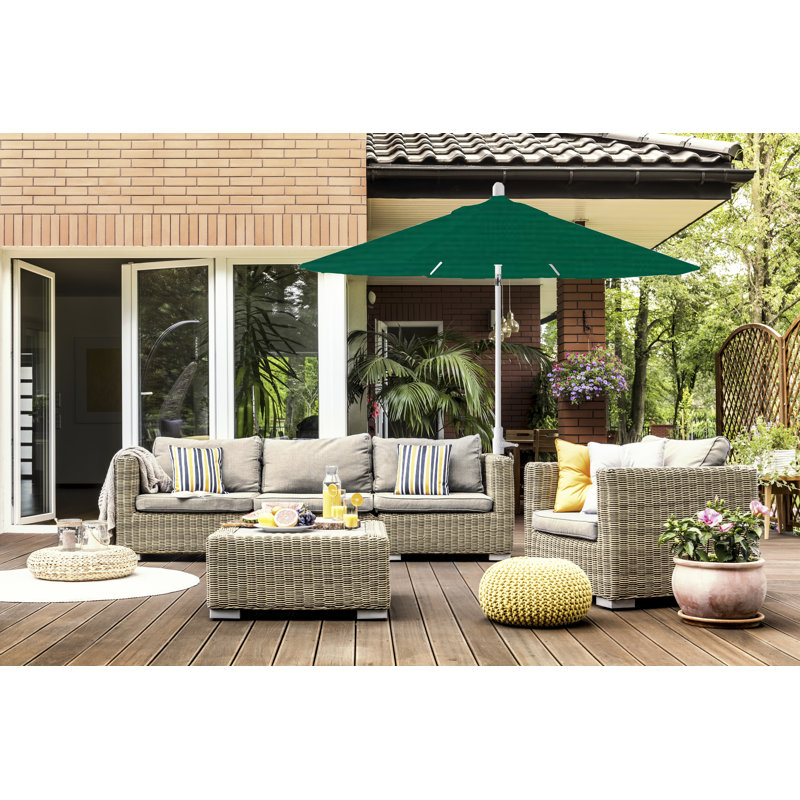 Parasol de marché Sunbrella 9 'Jericho, Sable blanc, Toile Sunbrella® vert forêt