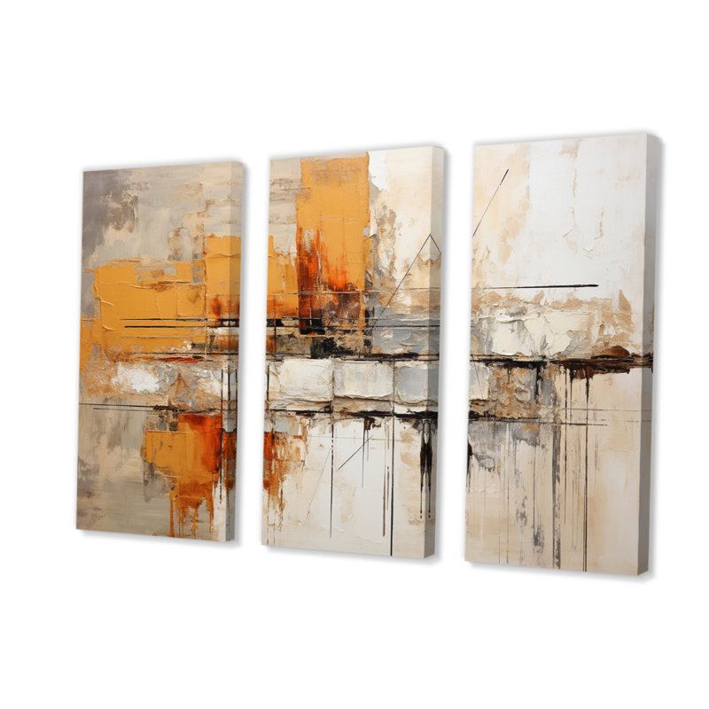 Orange Impressions II - impression sur toile tendue 3 pièces, H 28 po x l 36 po x P 1 po