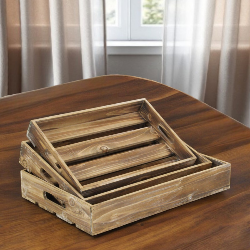 Elsebet Solid Wood Tray - Set of 3