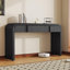 Console moderne avec 2 tiroirs de rangement, table d'entrée cannelée à silhouette arrondie pour le couloir du salon et du vestibule (noir)-496633292