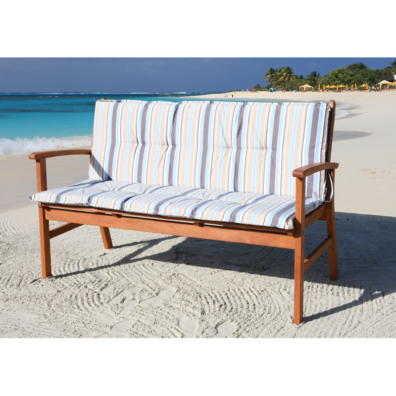 Beard Bench Cushion, Blue/Sand stripes
