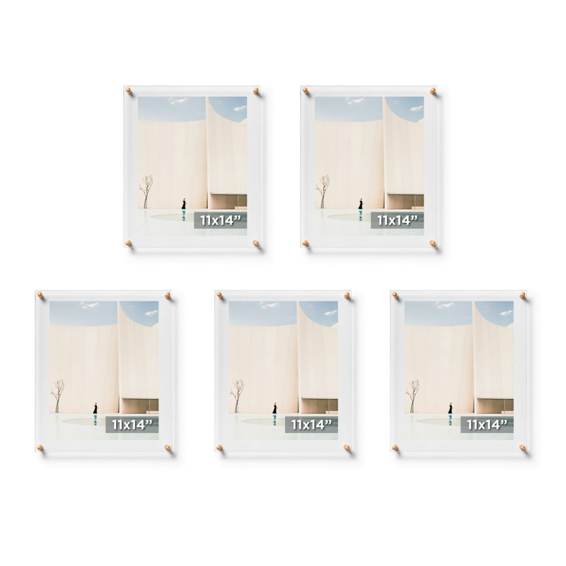 Ensemble de 5 cadres photo Cool Cool, Transparent / or, 11 po x 14 po
