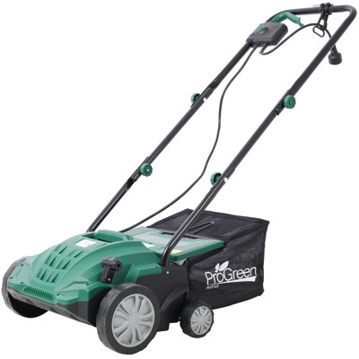 2-in-1 13inch Garden Scarifier & Dethatcher – 12 Amp Electric Lawn Tool, Cus Certificated, 31.7qt Extra Large Removable Collection Bag, 4-level Raking Height Adjustment