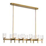 Luminaire suspendu linéaire à 10 lumières pour îlot de cuisine avec abat-jour transparent Lucian