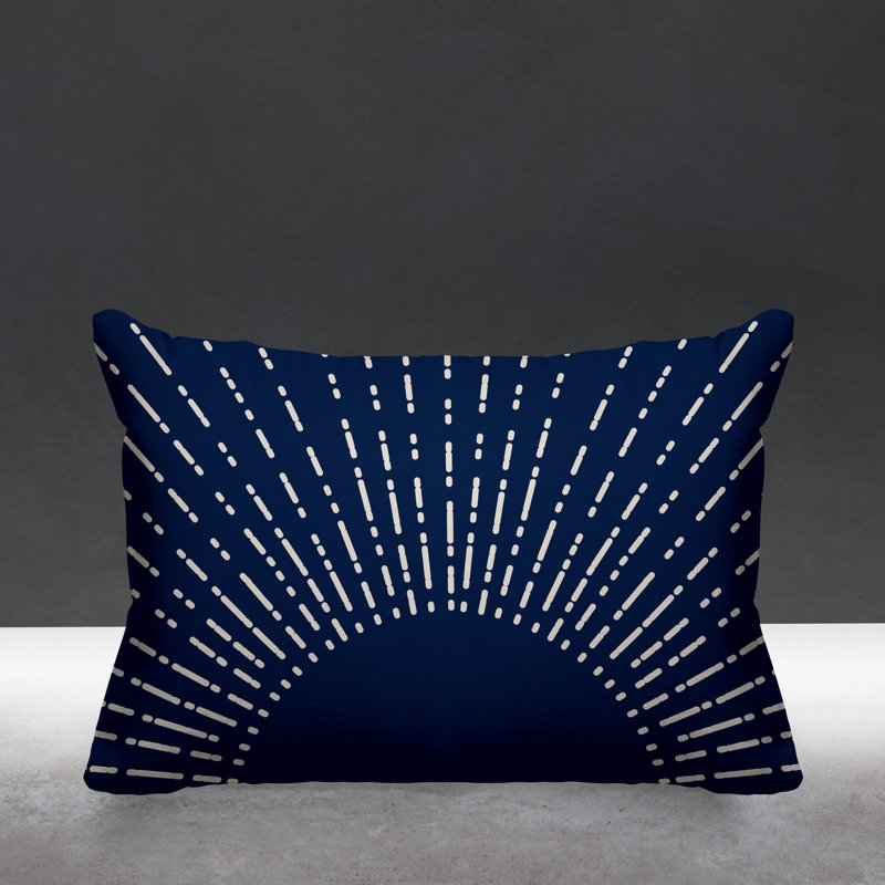 Coussin intérieur / extérieur Sunny Boho Starburst, Bleu marine