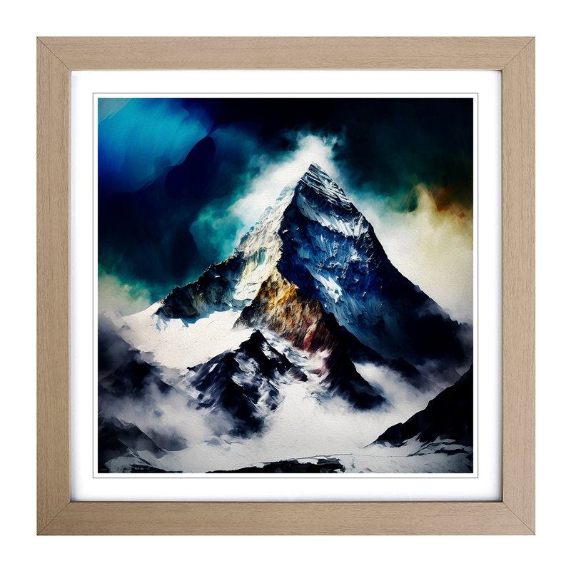 Mount Everest Abstract Expressionism - Framed Print, Oak