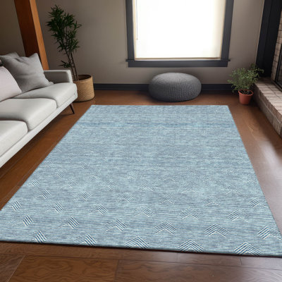 Tapis bleu sarcelle lavable à la machine Premium Prisco