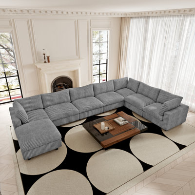 8 - Piece U-Shaped Sectional Reversible Sofa With Removable Ottomans