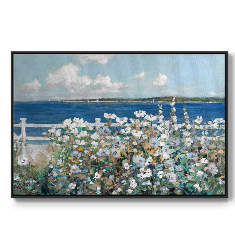 Jardin Bayside, 27" H x 41" W x 2" D, Toile encadrée noire