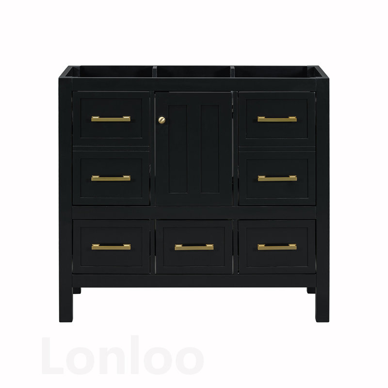 High-Quality Freestanding Bathroom Vanity with Abundant Storage and Soft-Closing Mechanism, Black