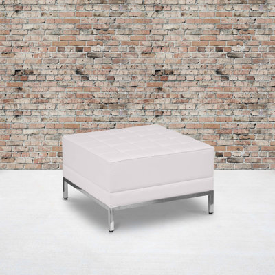Amjed LeatherSoft Quilted Tufted Modular Ottoman with Stainless Steel Legs by Wade Logan