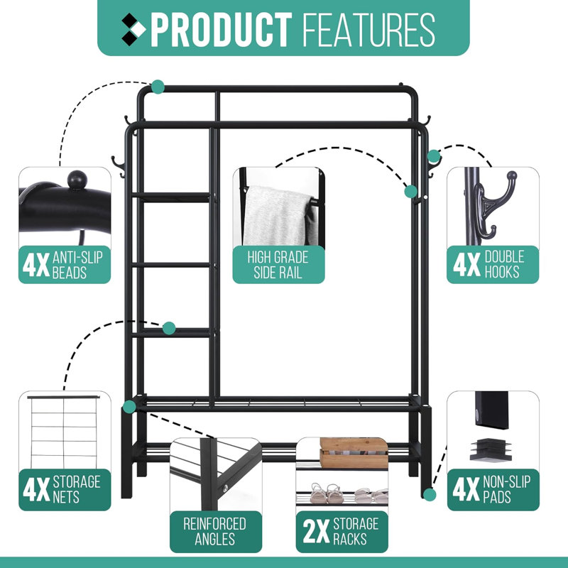 115cm Clothing Rack, Black