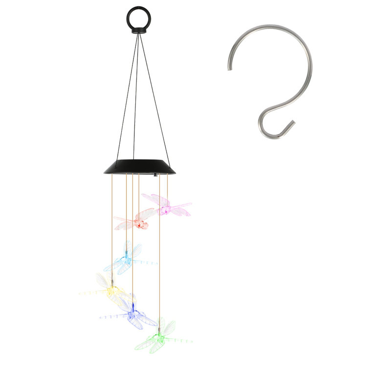 Libellule carillon solaire à vent changeant de couleur imperméable pour la fête des Mères, 1