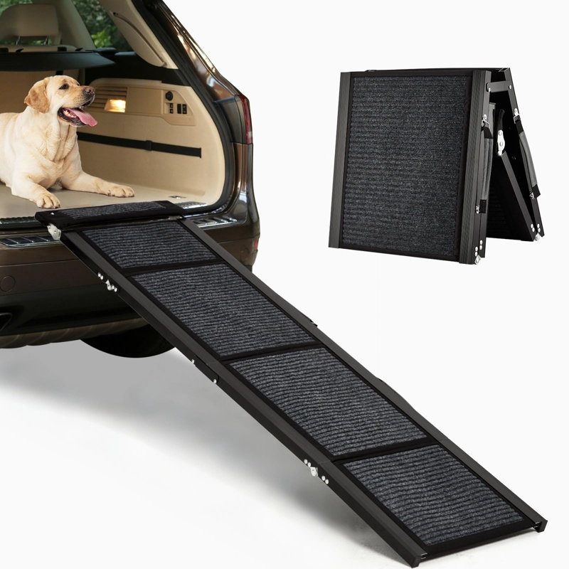 Rampe pliante portative pour chien antidérapant avec rails latéraux, H 2,6 po x l 63 po x P 17 po