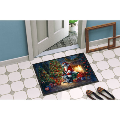 Bluetick Hound and Santa Claus Doormat