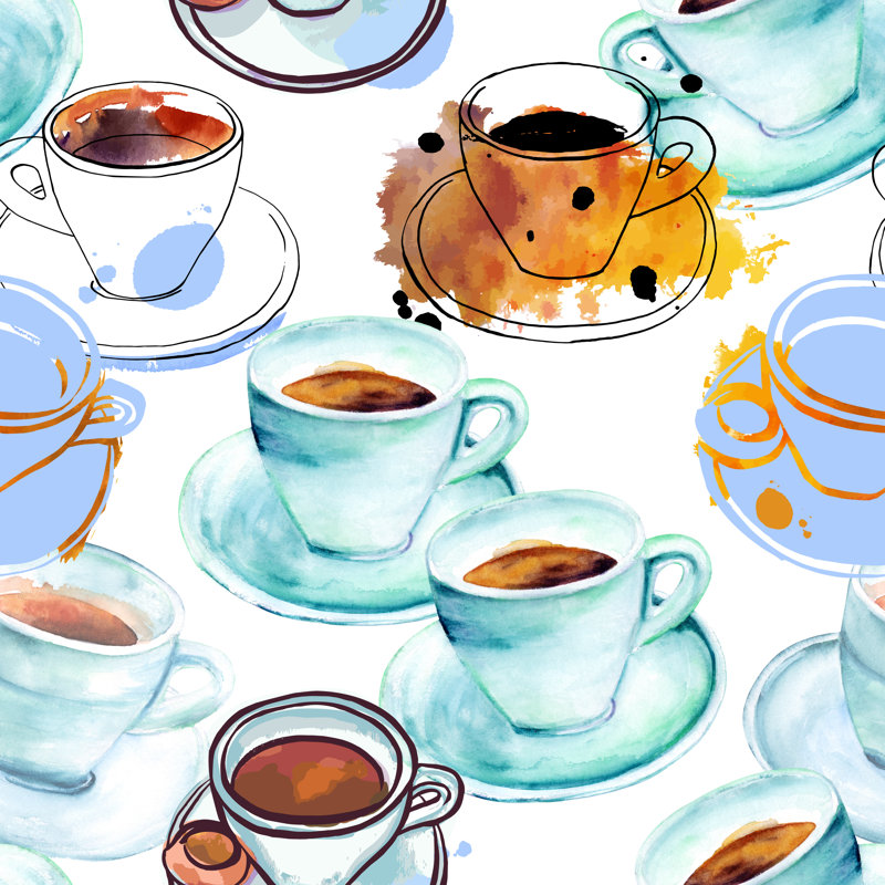 «Cameshia Coffee Motif on Canvas» par Plateresca, peinture, H 12 po x l 12 po