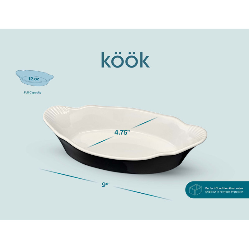 Black and White Ceramic Non-Stick Au Gratin Baking Dishes Set