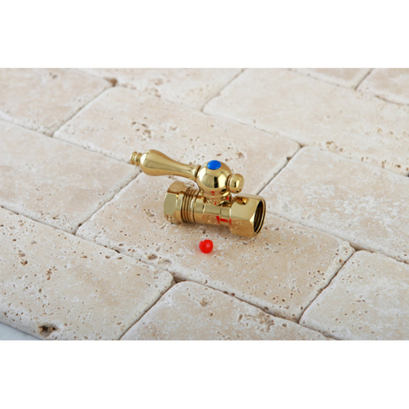 Kingston Brass Vintage 1/2-Inch FIP x 1/2 or 7/16-Inch Slip Joint Quarter-Turn Straight Stop Valve, Polished Brass