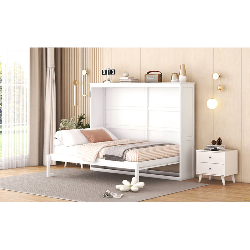 Lit escamotable double pleine grandeur, Lit double, Blanc