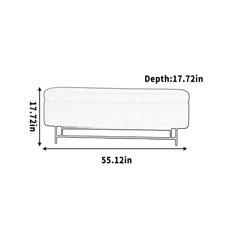Banc de rangement pour magasin de vêtements, H 17,72 po x l 55,12 po x P 17,72 po