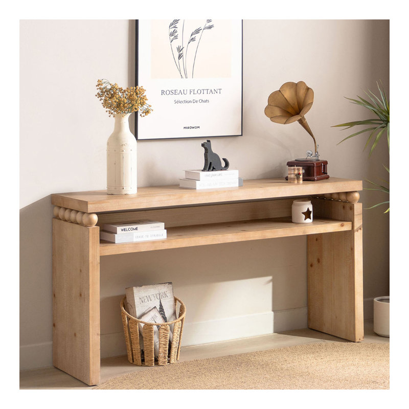 Console 59 po, console rustique moderne, table d'entrée étroite, table de canapé en bois, table de couloir avec rangement, table console en bois naturel, table d'entrée avec tablette ouverte, console Farmhouse