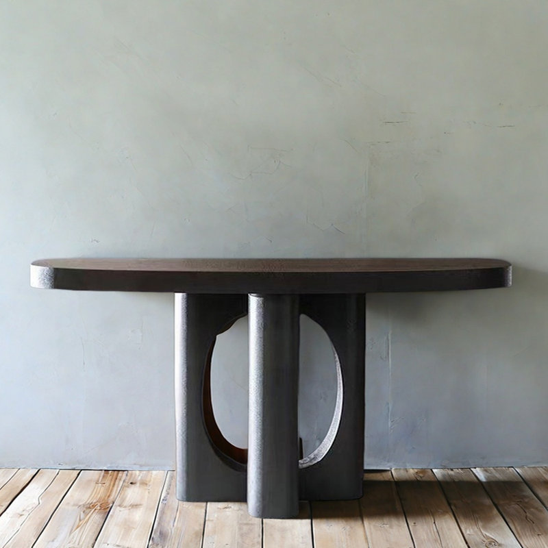 Console d'entrée en bois massif de style Mid-Century, H 31,5 po x l 78,7 po x P 15,7 po, Noir