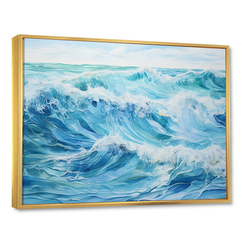 Ocean Charm IV, impression sur toile, Cadre flottant doré, H 12 po x l 20 po x P 1 po