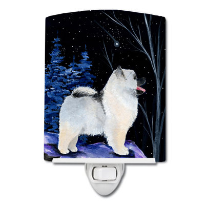 Starry Keeshond Ceramic Night Light