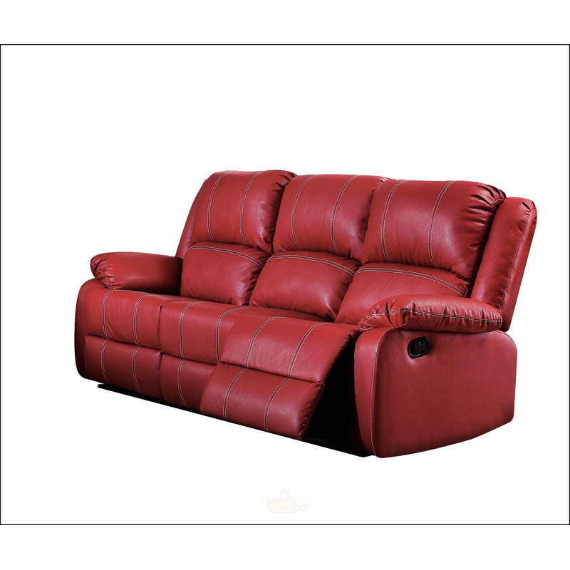 Red Synthetic Leather Motion Sofa
