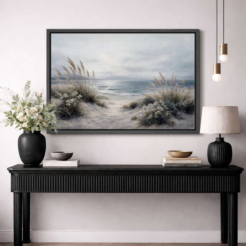 «Beach Path Dunes», paysage côtier, photos de salon, impression sur toile encadrée, Cadre noir, H 16 po x l 24 po x P 1,5 po