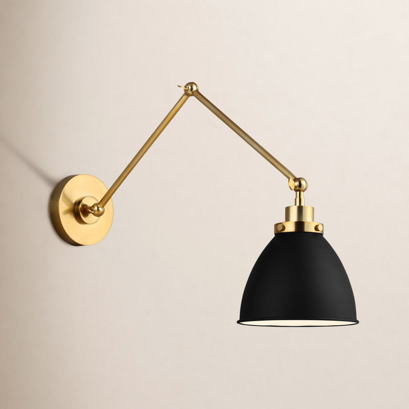 Steel Armed Sconce, Burnished Brass, Midnight Black