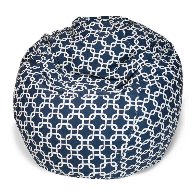 Bean Bag Chair, 22'' H x 28'' W x 28'' D, Navy Blue Cotton