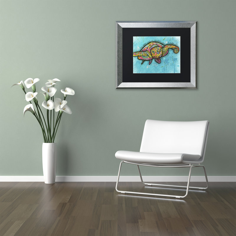 « Turtle »-impression d’art graphique sur toile encadrée, H 14,5 po x l 17,5 po x P 1,25 po