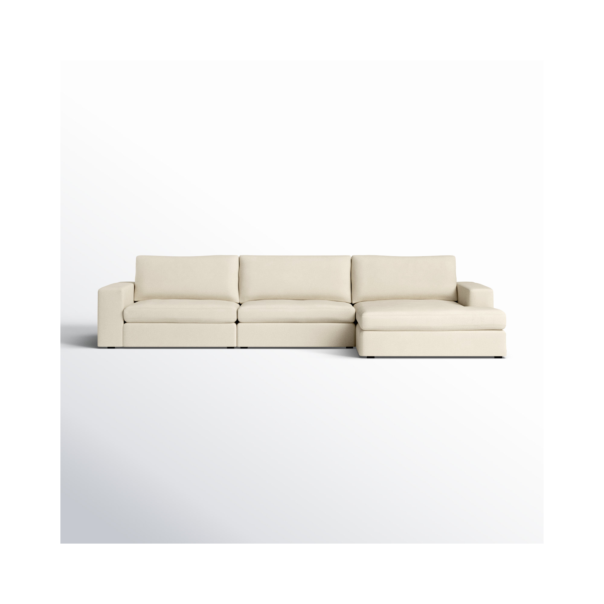 Ojai 3 - Piece Upholstered Sectional, Right Hand Facing, Beige Chenille