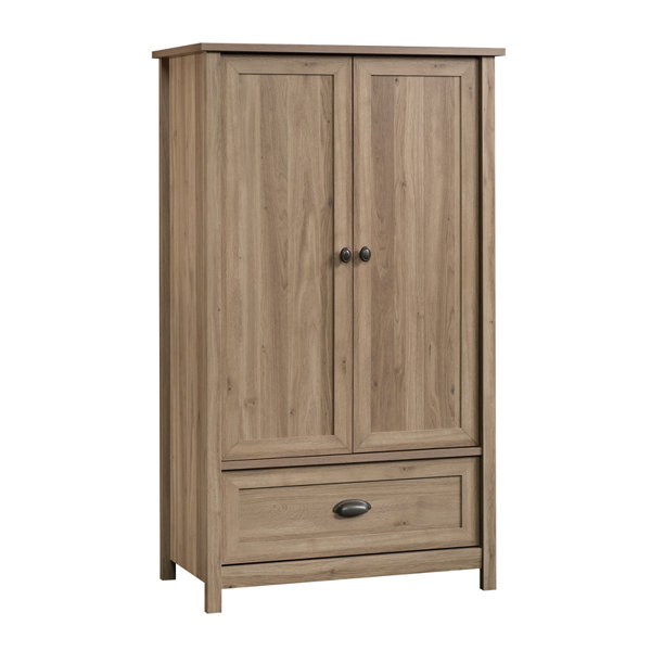 Armoire Wardrobe Wood Storage Cabinet Dark Brown Bedroom Closet Hanging Rod  Tall