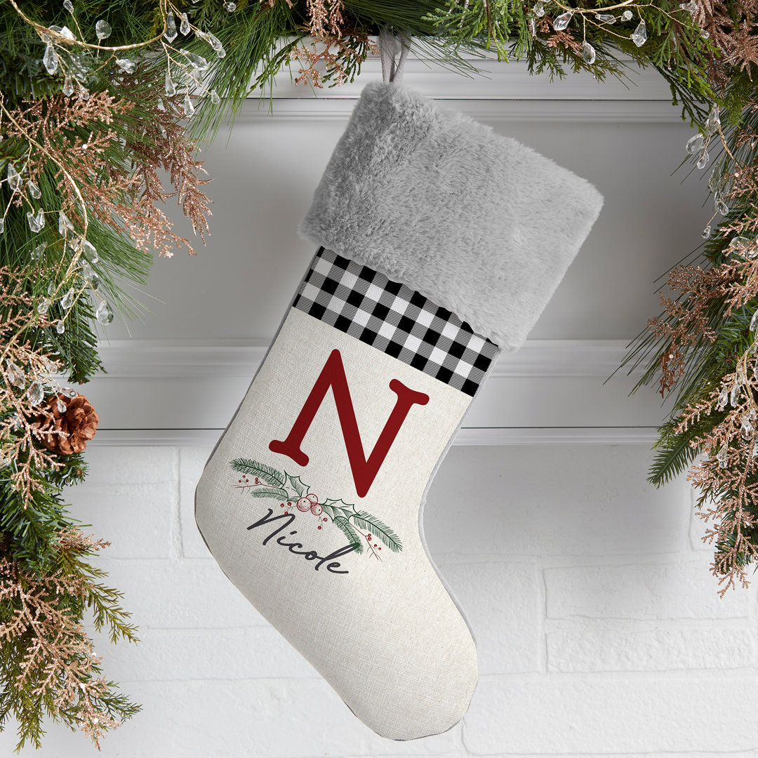 Festive Foliage Personalized Fur Christmas Stocking Personalization Mall