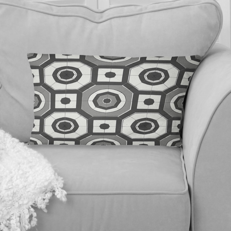 Coussin lombaire gris Mid-Century Hexagon I